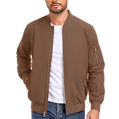 Men's Lightweight Windbreaker Bomber Jacket Zip Up Casual Coat with Pockets