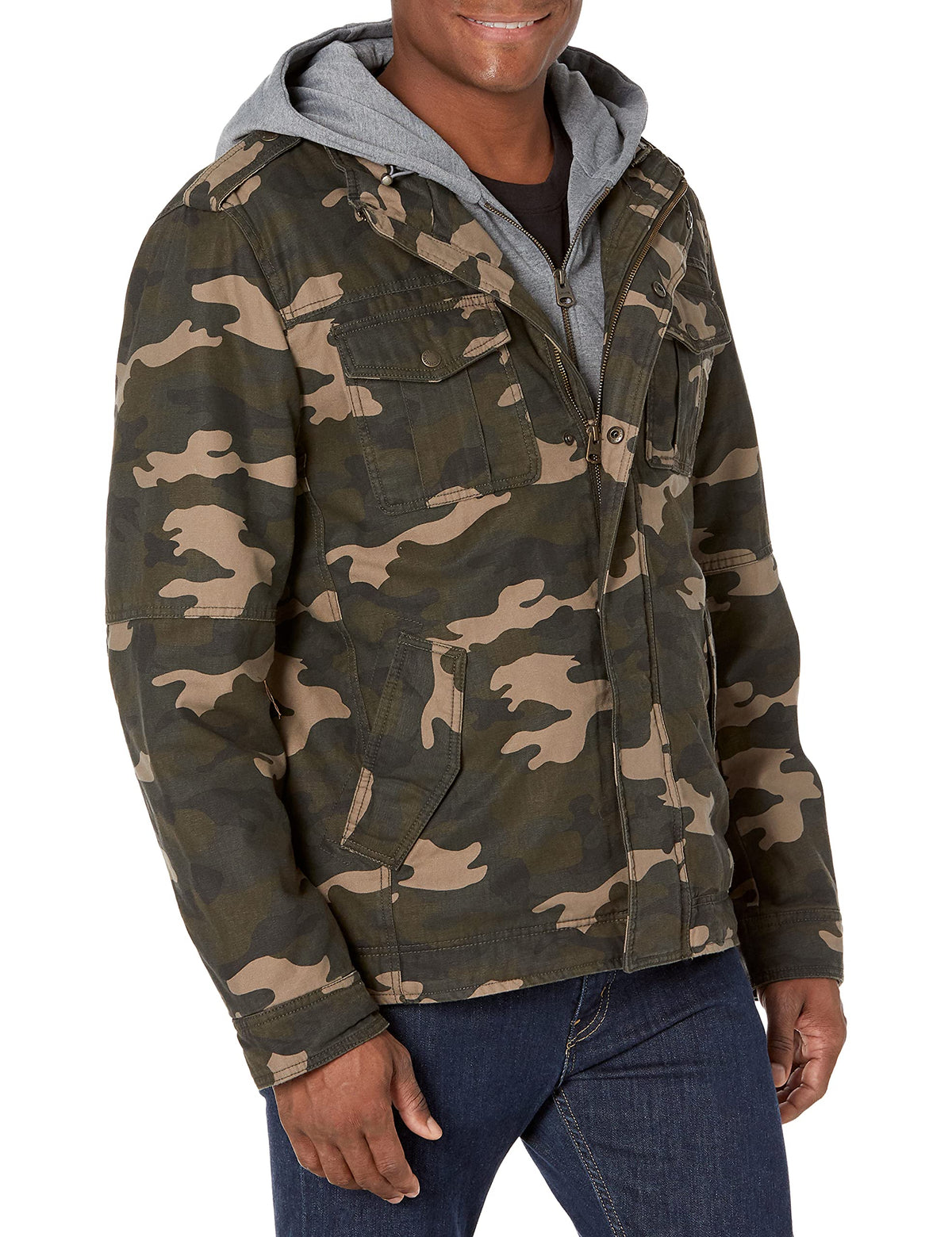 Levi's Men's Washed Cotton Hooded Military Jacket (Regular & Big & Tall Sizes)