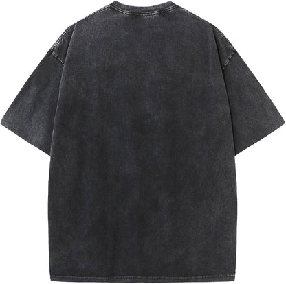 UOUA Men's Graphic Tees Washed Oversized Short Sleeve T-Shirts