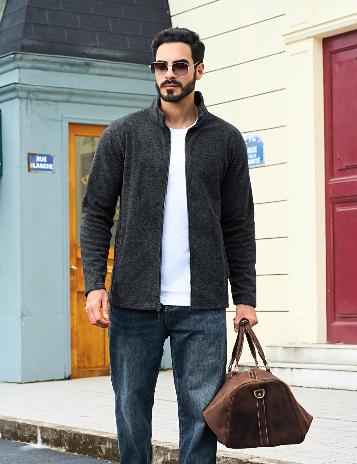 TACVASEN Men's Fleece Jackets Full Zip Casual Winter Warm Coat with Pockets