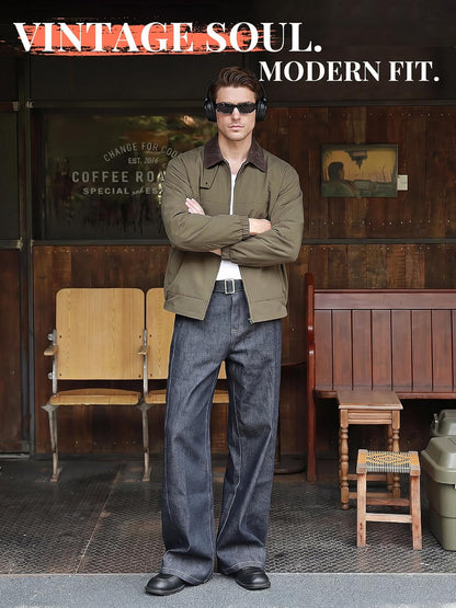 Men's Bomber Jacket, Corduroy Collar Windbreaker