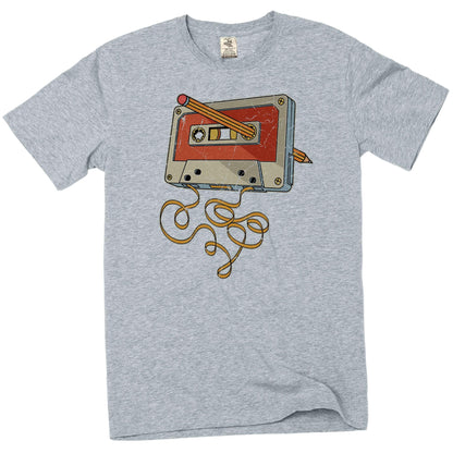 Men's Funny Cassette and Pencil T-Shirt 80s 90s Born millennials tee Shirt