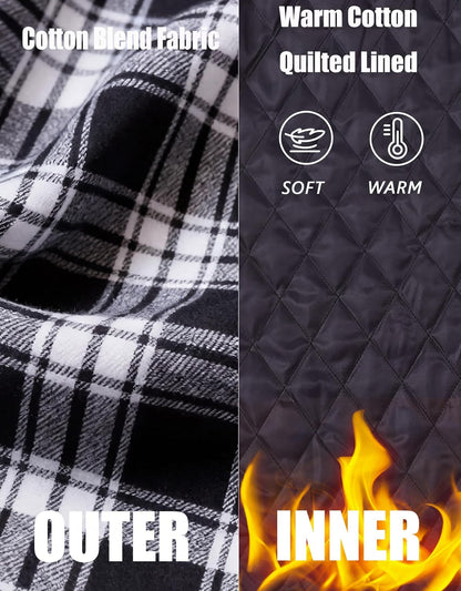 COOFANDY Men's Flannel Plaid Shirt Jacket Hooded Quilted Lined Shacket