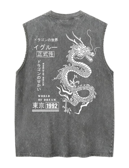 UOUA Men's Graphic Tank Tops Washed Sleeveless Tee Shirts