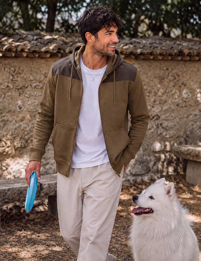 JMIERR Men's Colorblock Zip Hoodie Lightweight Jacket