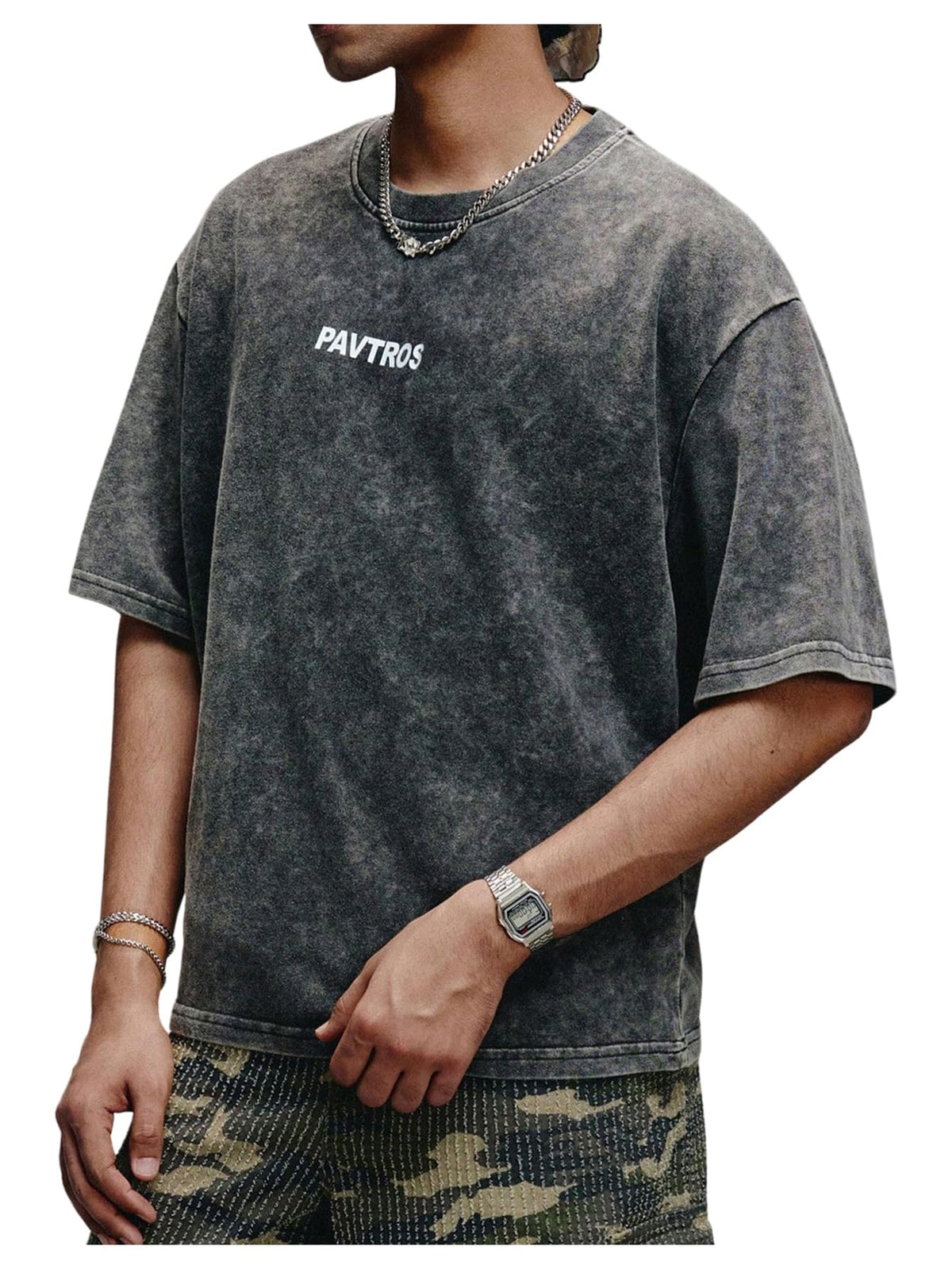 VIPWOLF Men's Graphic Vinatge Oversized Short Sleeve Tee Shirt