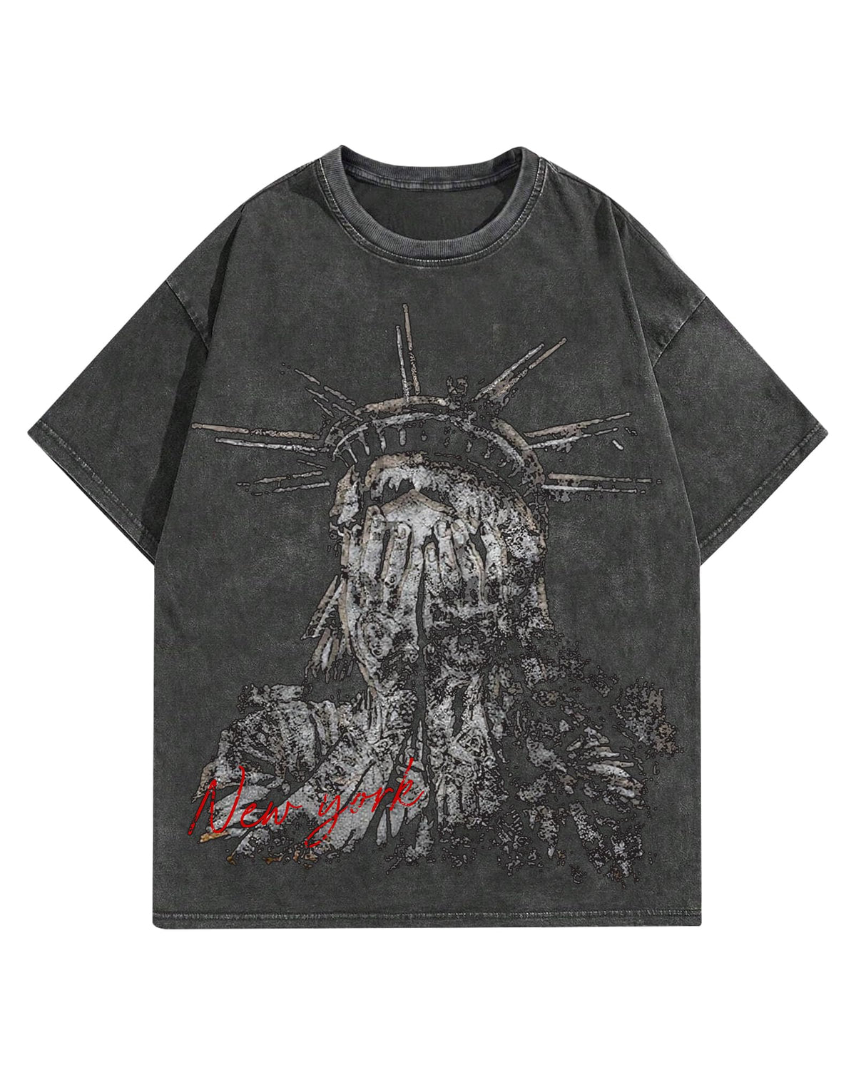 Graphic Tees Men Acid Washed Y2K Gothic Vintage Streetwear Cotton T-Shirt