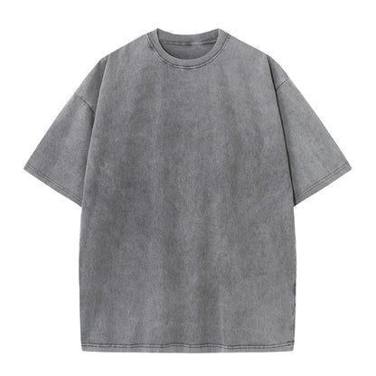 Men's Cotton T-Shirts Oversized Unisex Short Sleeves Casual Loose Wash Solid Basic Tee Tops