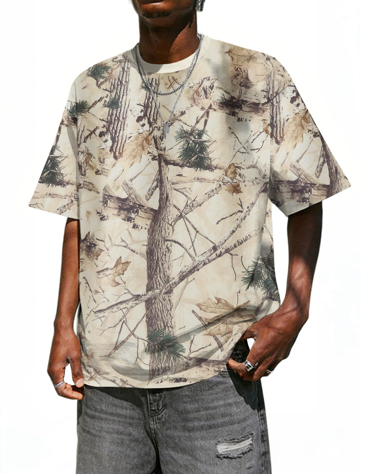 UOUA Men's Graphic Tees Oversized Short Sleeve T-Shirt