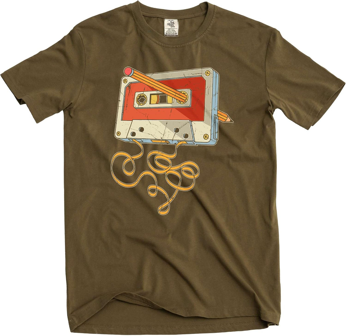 Men's Funny Cassette and Pencil T-Shirt 80s 90s Born millennials tee Shirt