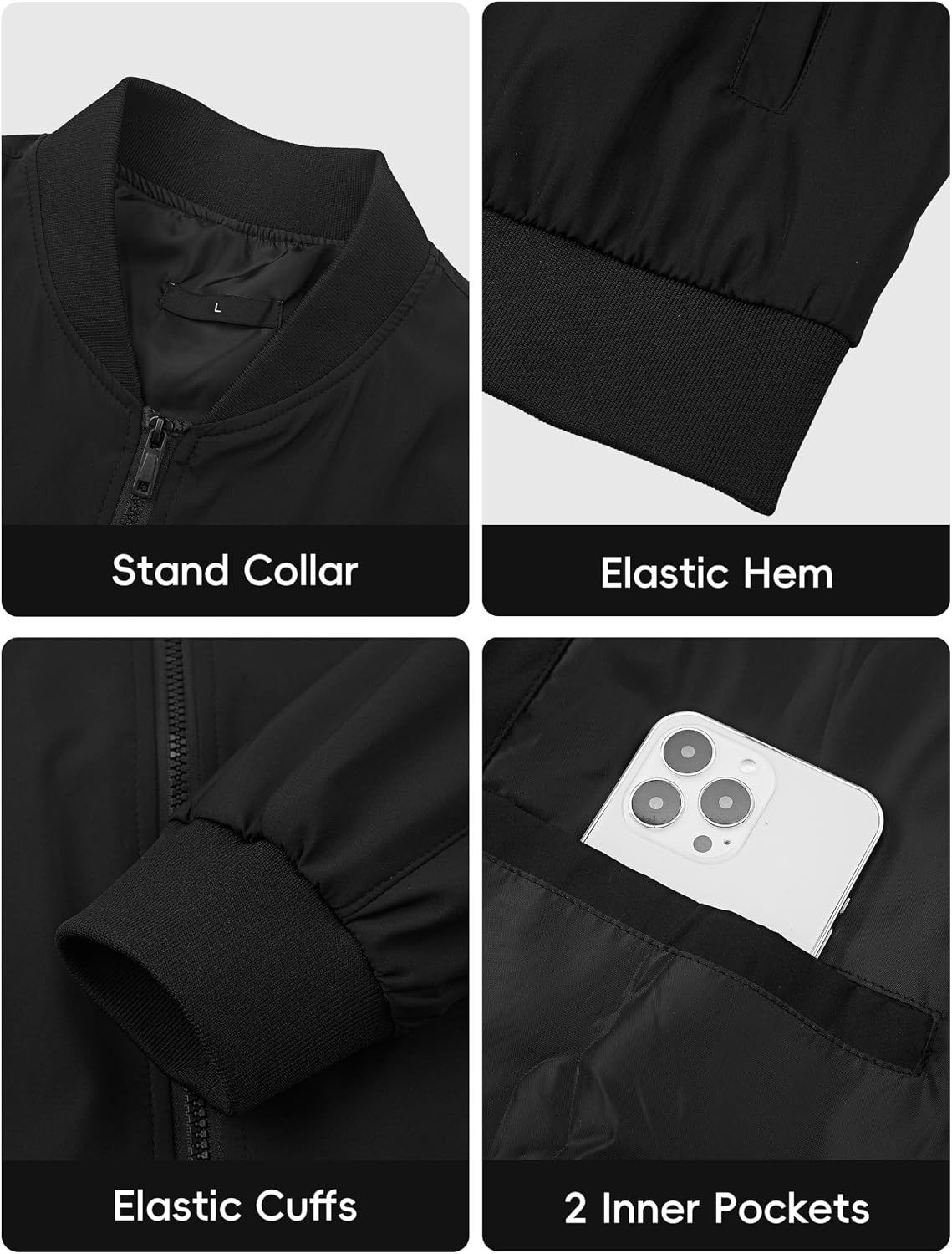 Men's Lightweight Bomber Jacket Zip Up Windbreaker