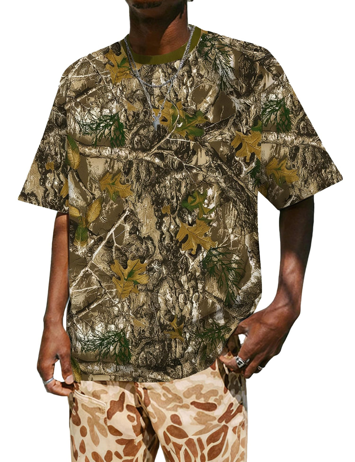 UOUA Men's Graphic Tees Oversized Short Sleeve T-Shirt