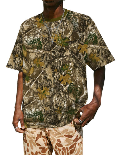 UOUA Men's Graphic Tees Oversized Short Sleeve T-Shirt
