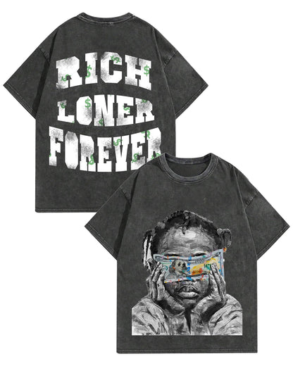 Graphic Tees Men Acid Washed Y2K Gothic Vintage Streetwear Cotton T-Shirt