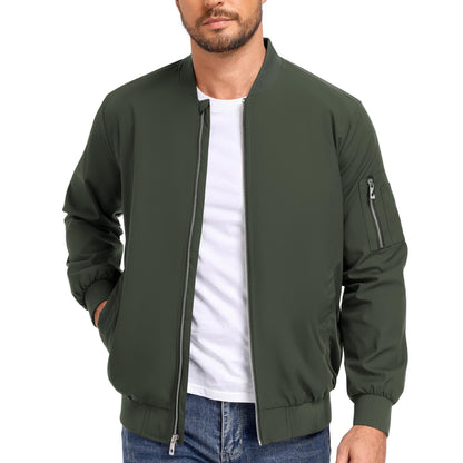 Men's Lightweight Windbreaker Bomber Jacket Zip Up Casual Coat with Pockets