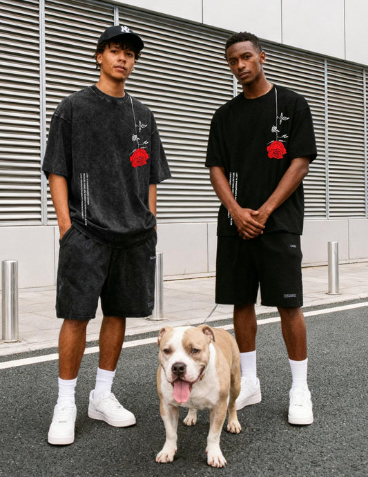 UOUA Men's Graphic Tees Washed Oversized Short Sleeve T-Shirts