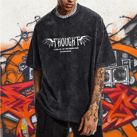 Mens Acid Wash Tshirt Oversized Vintage Graphic T-Shirts Cool Grunge Rose Floral Shirt Trendy Y2K Streetwear Tee Tops