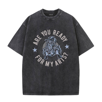 UOUA Men's Graphic Tees Washed Oversized Short Sleeve T-Shirts