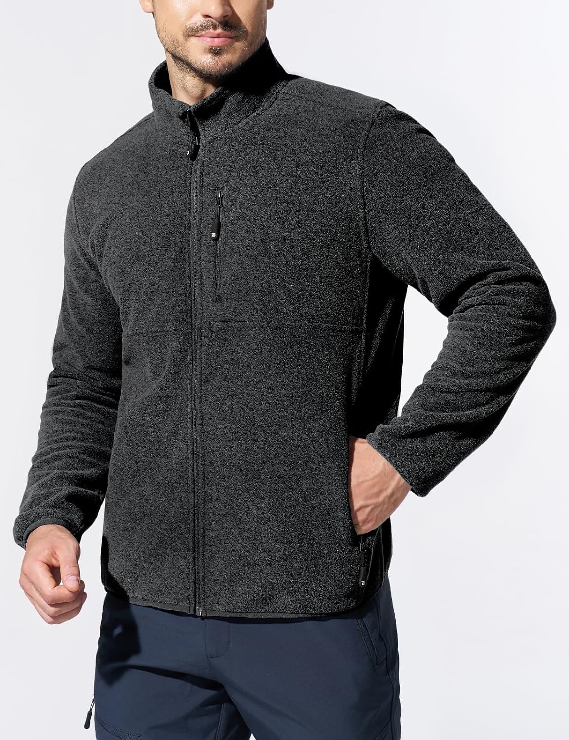 TBMPOY Men's Lightweight Fleece Jacket Full Zip Winter Casual Hiking Coat