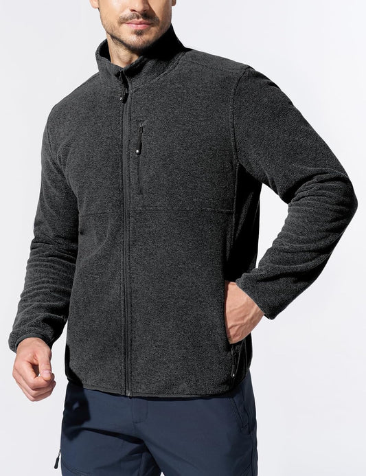 TBMPOY Men's Lightweight Fleece Jacket Full Zip Winter Casual Hiking Coat