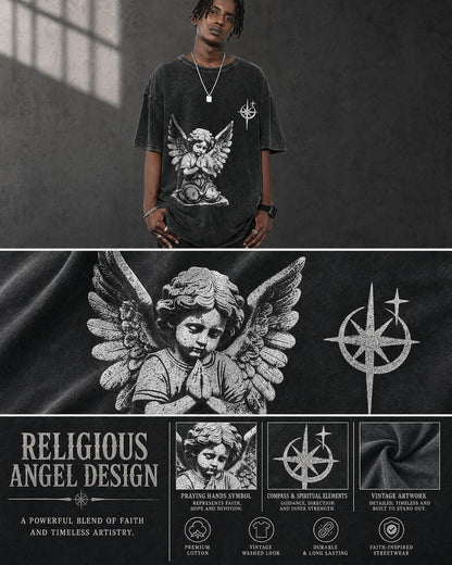 Graphic Tees Men Acid Washed Y2K Gothic Vintage Streetwear Cotton T-Shirt