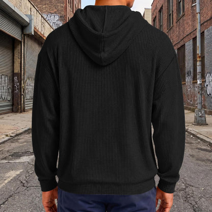 Waffle Hoodie Men Zip Up Athletic Casual Hooded Sweatshirts with Pockets