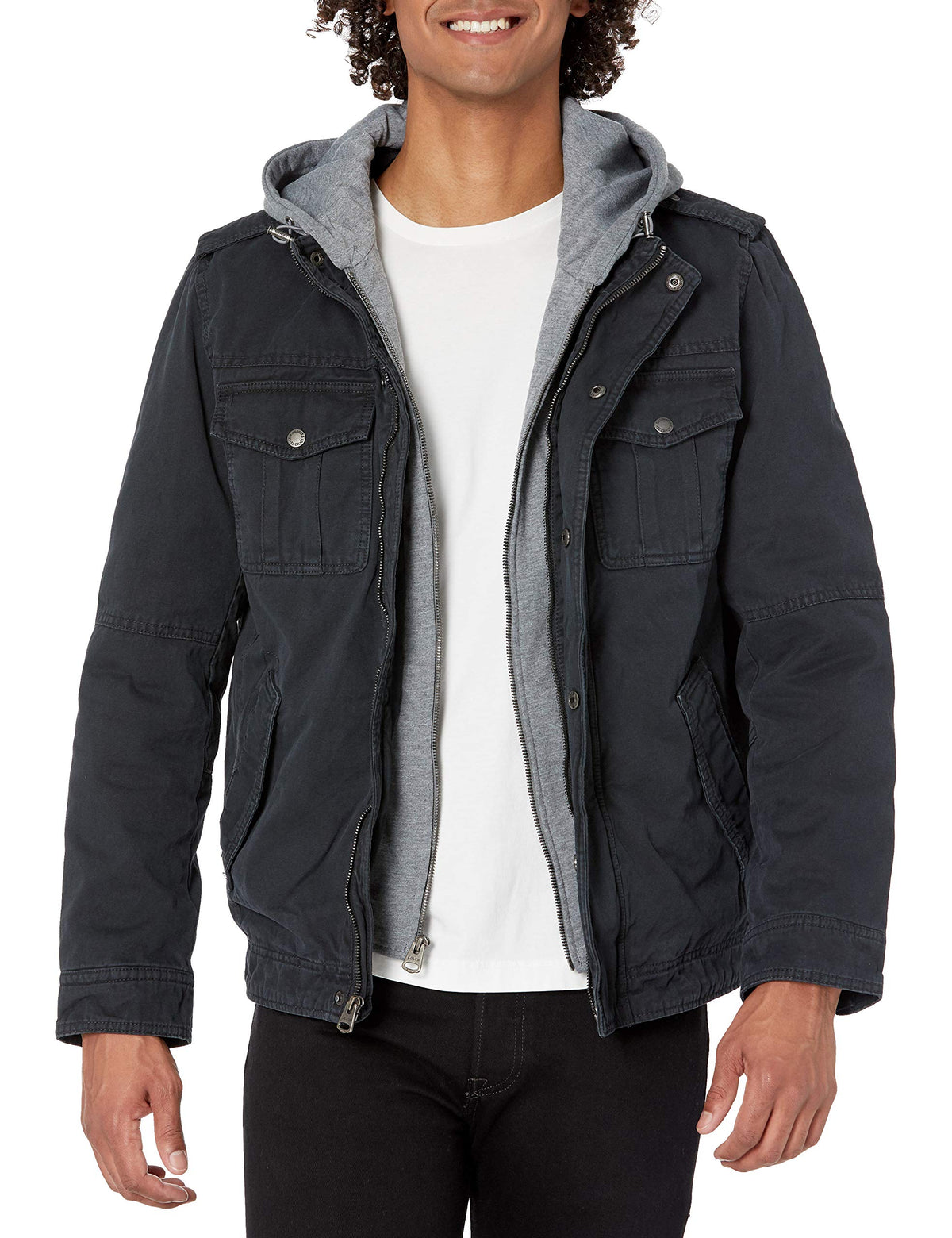 Levi's Men's Washed Cotton Hooded Military Jacket (Regular & Big & Tall Sizes)