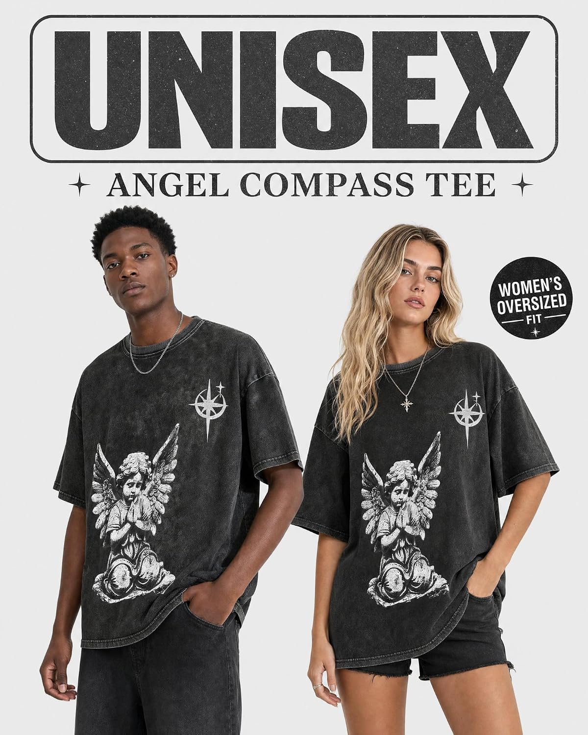 Graphic Tees Men Acid Washed Y2K Gothic Vintage Streetwear Cotton T-Shirt