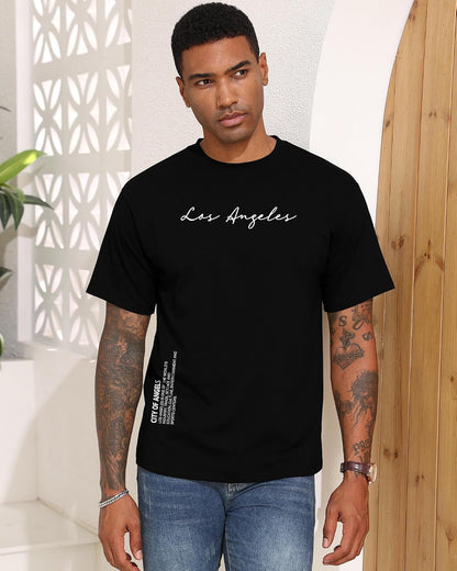 Aiyino Men's Los Angeles Tee – Minimalist 100% Cotton Casual Graphic Top