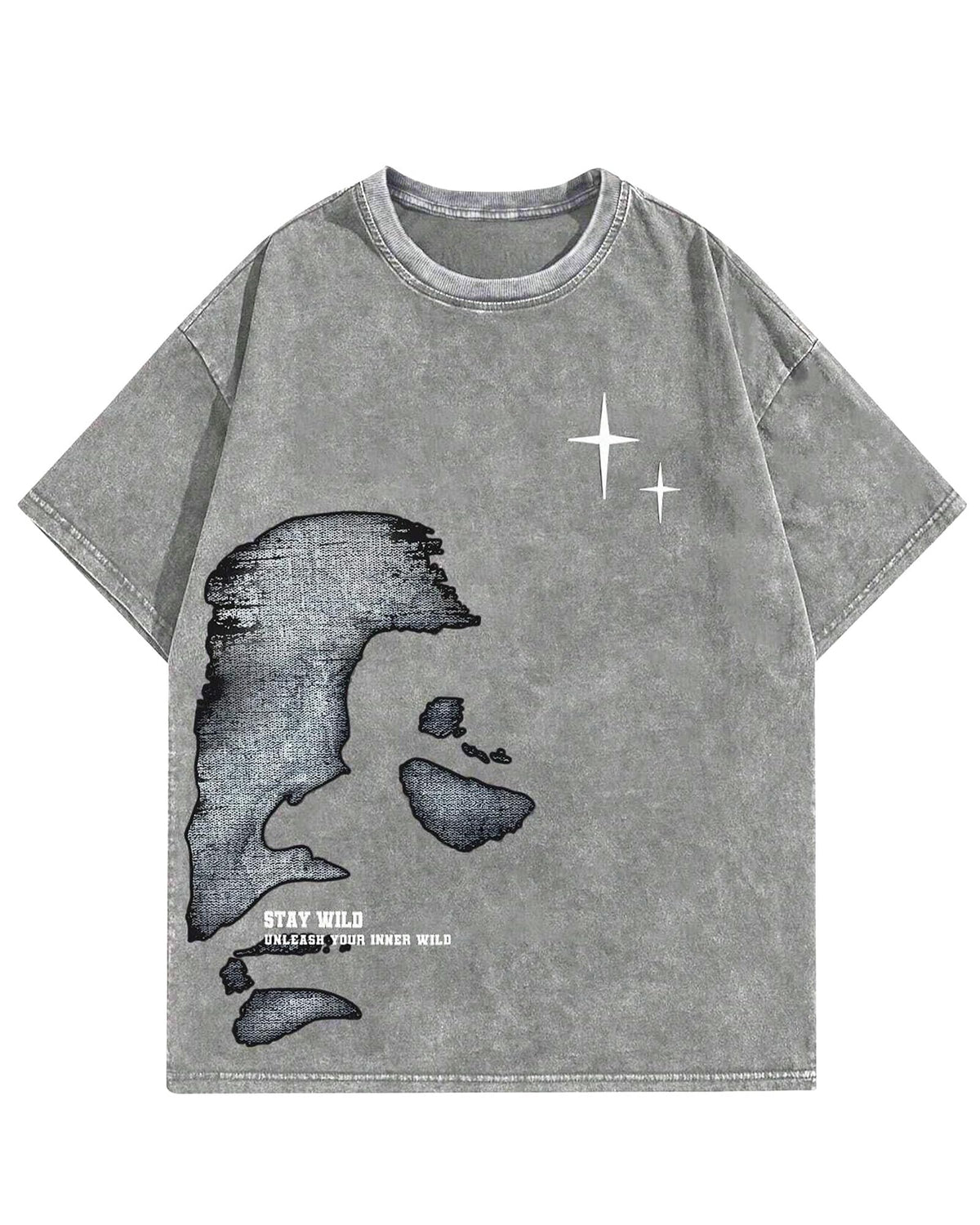 Graphic Tees Men Acid Wash Cotton T-Shirt Y2k Vintage Streetwear