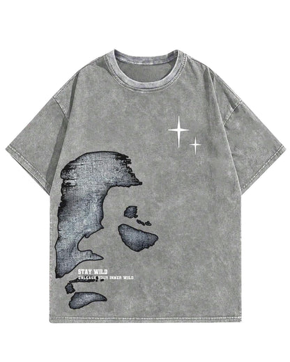 Graphic Tees Men Acid Wash Cotton T-Shirt Y2k Vintage Streetwear
