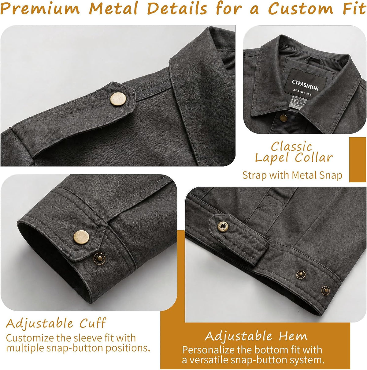 Men's Canvas Military Jacket 100% Cotton Tactical Field Coat Full Zip Multi Pocket Outdoor Work Outerwear