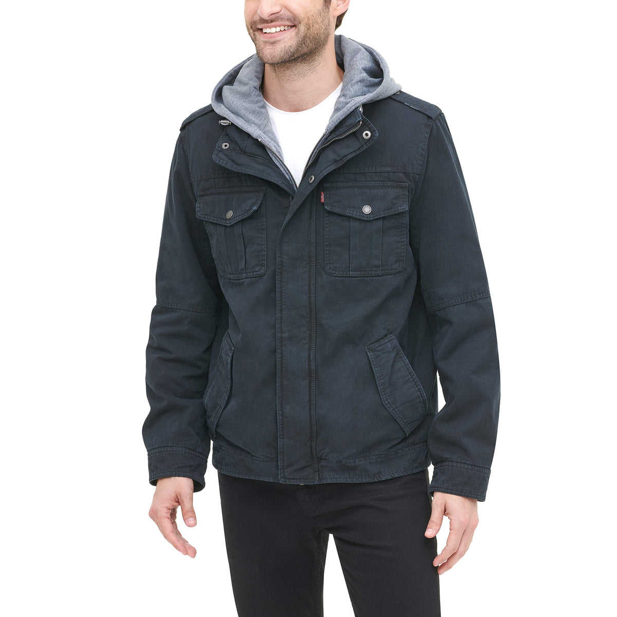 Levi's Men's Washed Cotton Hooded Military Jacket (Regular & Big & Tall Sizes)