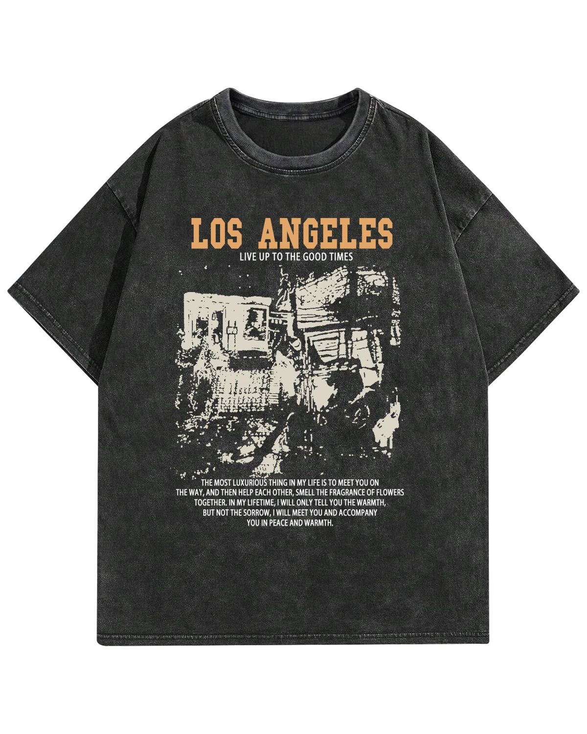 Graphic T-Shirt for Men New York Vintage Acid Wash Cotton Tees Y2K Tops