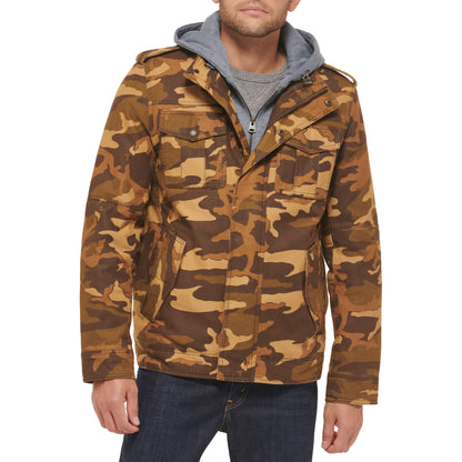 Levi's Men's Washed Cotton Hooded Military Jacket (Regular & Big & Tall Sizes)