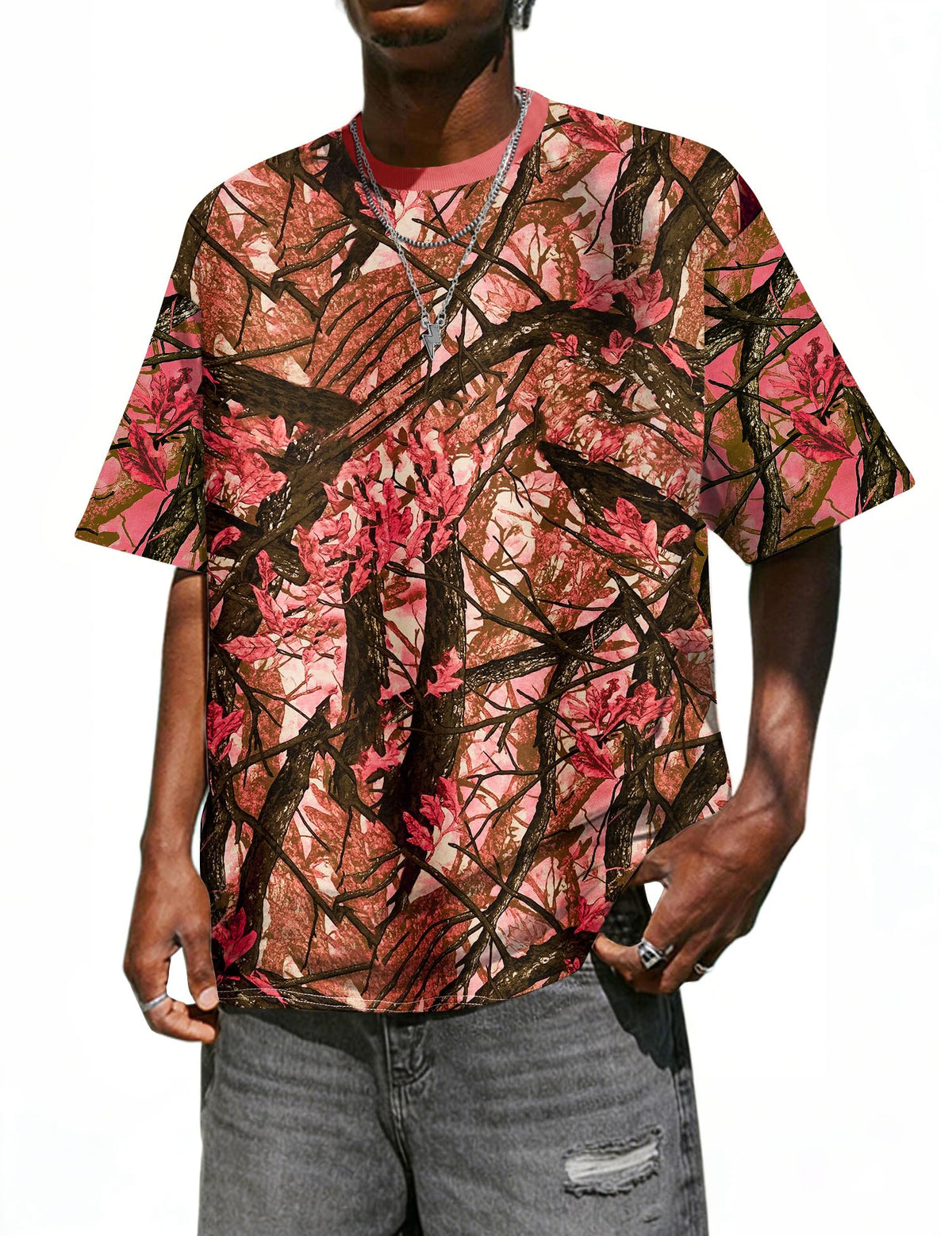 UOUA Men's Graphic Tees Oversized Short Sleeve T-Shirt