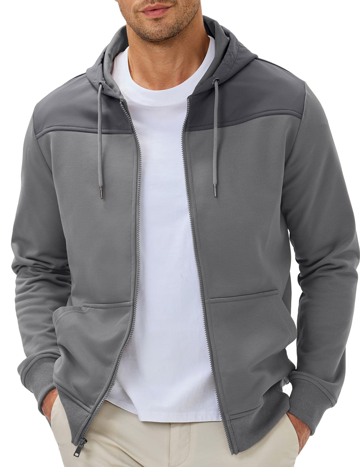 JMIERR Men's Colorblock Zip Hoodie Lightweight Jacket