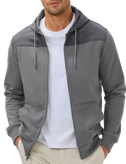 JMIERR Men's Colorblock Zip Hoodie Lightweight Jacket