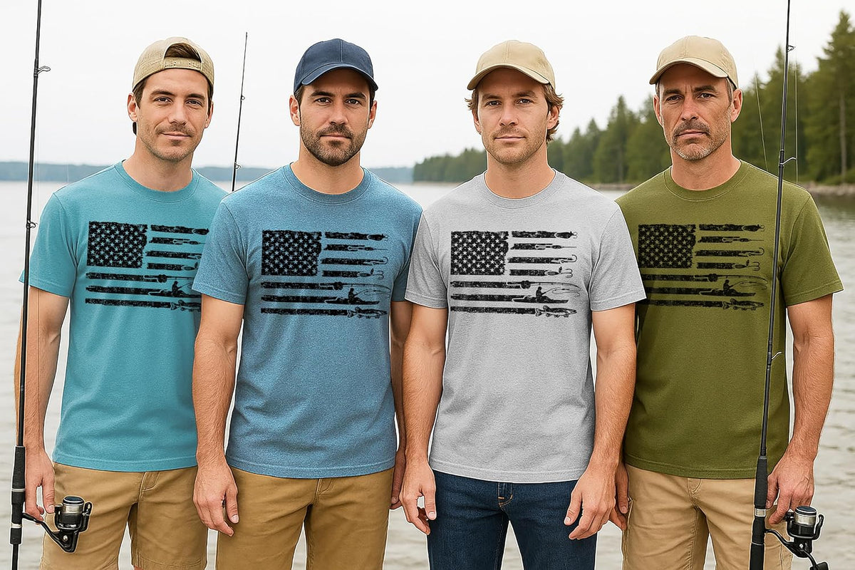 USA Flag Fishing and Hunting Shirt – Patriotic Fisher Hunter Graphic T-Shirt