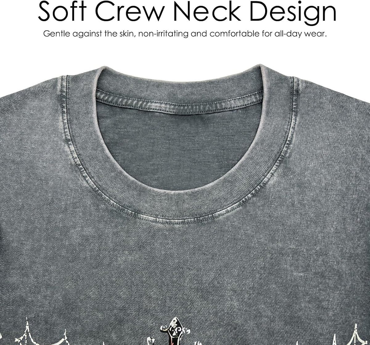 Mens Graphic Tee Unisex Acid Wash Streetwear Vintage Cotton T Shirts Casual Y2k Drop Shoulder Top Tshirts