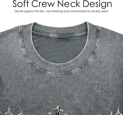 Mens Graphic Tee Unisex Acid Wash Streetwear Vintage Cotton T Shirts Casual Y2k Drop Shoulder Top Tshirts