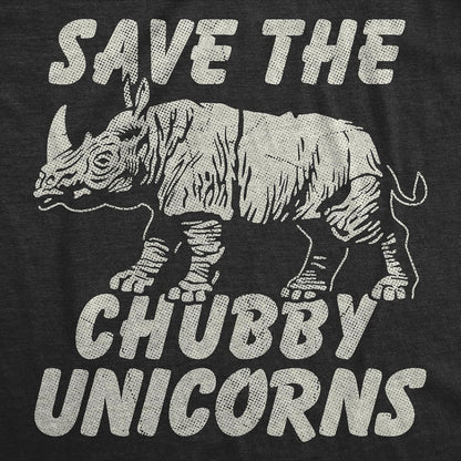 Save The Chubby Unicorns Rhino Graphic Funny Cool Mens T Shirts