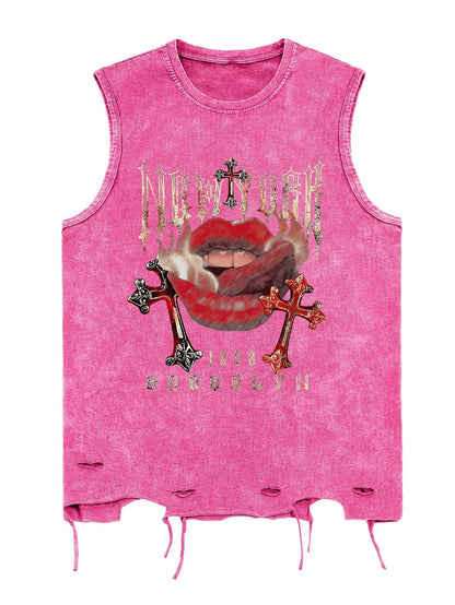 Verdusa Men's Graphic Tees Y2k Grunge Distressed Tee Summer Shirt Sreetwear
