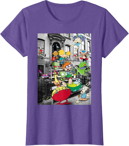 Nickelodeon Classic Nicktoons Hanging On Stoop T-Shirt